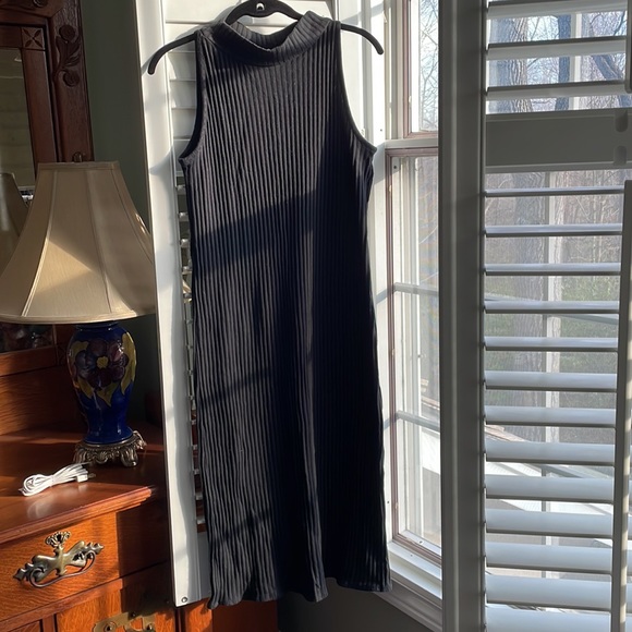 Black cotton sleeveless MIDI dress - Picture 5 of 5